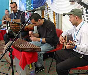 Azad Zahawy, Hussein Zahawy and Caner Sahin in the World on Your Street tent at WOMAD 2003