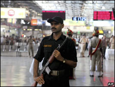 Paramilitary soldier at Mumbai railway station