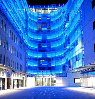 New Broadcasting House seen at night 