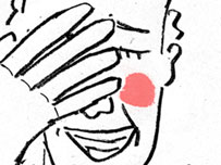 Cartoon of embarrassed man