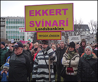 Protesters in Reykjavik