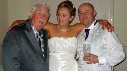 Owen with Emma and Martin on their wedding day