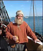 Helmsman John Wood re-enacted