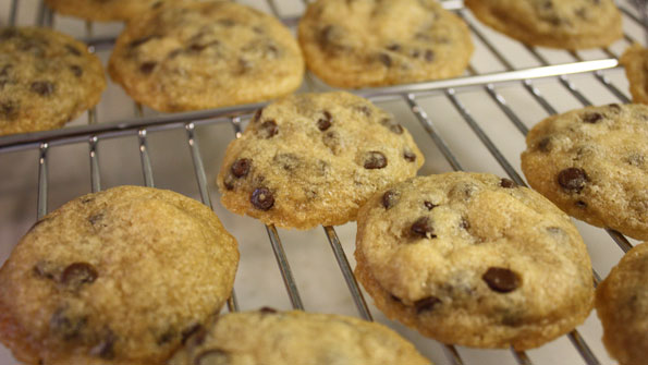 Picture of light brown chocolate chip cookies