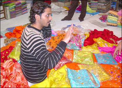 Colourful silks in a Delhi shop