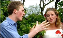 Jamie Rann (Demetrius) and Pia FitzGerald (Helena)