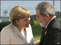 A chanceler alemã, Angela Merkel, e o presidente Luiz Inácio Lula da Silva