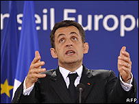 French President Nicolas Sarkozy in Brussels