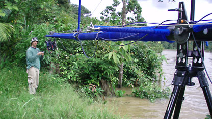 Matt at work with the crane