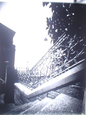 View down the stairs