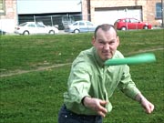 BBC Nottingham's Nigel Bell practices his wrist action