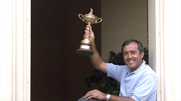 Seve Ballesteros with the Ryder Cup trophy, Valderrama, 1997