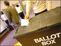 Voter places paper in ballot box