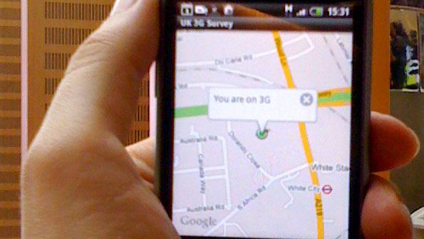 Mobile Mapping application showing 3G reception in Sheperd's Bush