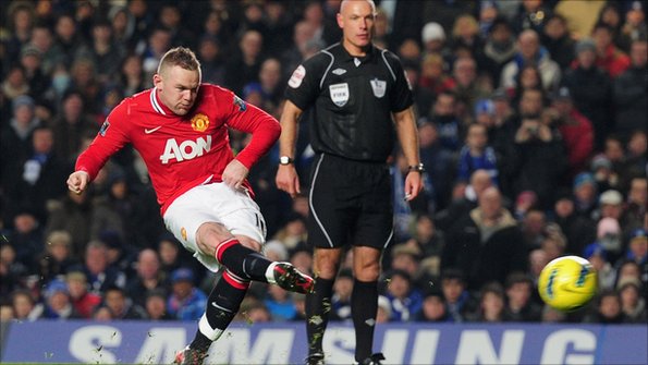 Wayne Rooney scores a penalty