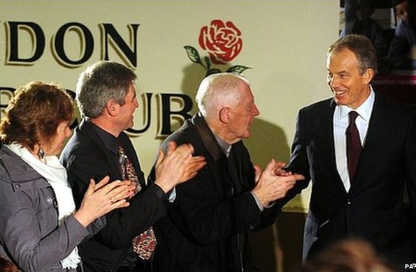 Tony Blair meets Labour party members in Trimdon