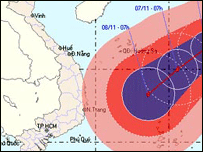 Ảnh cơn bão số 6 của Trung tâm Khí tượng Thủy văn Trung ương-nguồn VietnamNet