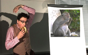 The Teacher and a monkey width=