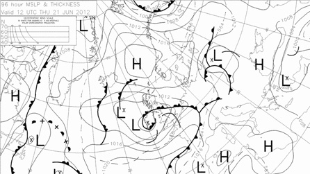 Met Office weather chart for Thursday 21 June 2012