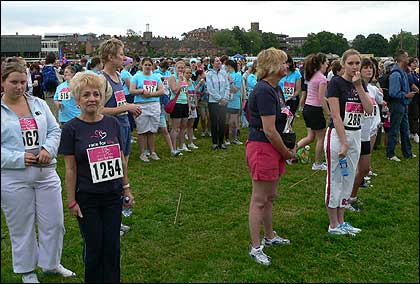 Gathering on the racecourse before the race