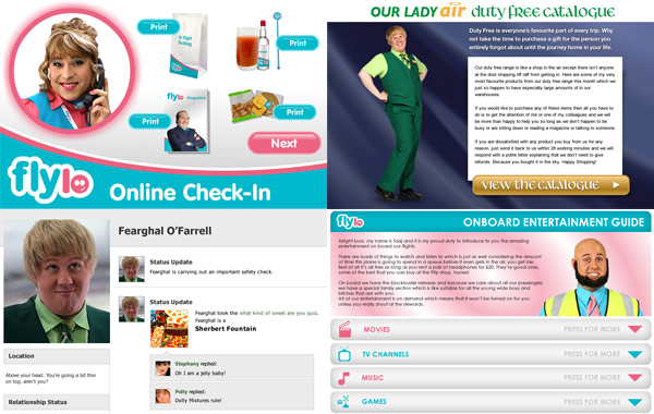 Screens from the Come Fly With Me website 