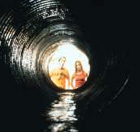 Looking down the creepy pipe