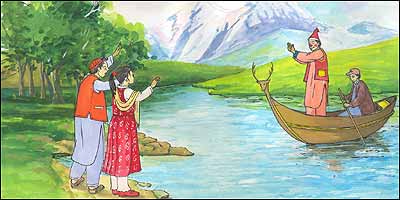 لالو ماما با کشتیبان نزد مهمانان می روند