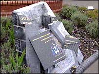 smashed Joey Dunlop memorial