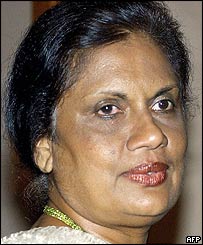 A presidente de Sri Lanka, Kumaratunga