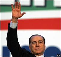 Silvio Berlusconi at a campaign rally