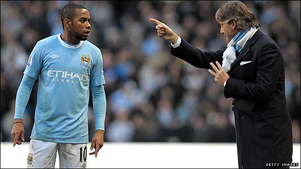 Robinho and Roberto Mancini