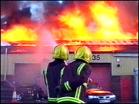 آتش سوزی در انبار ساچی