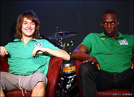 Paulo Nutini (left) and Usain Bolt