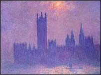 'Londres, le Parlement, Effet de Soleil dans le Brouillard', do pintor Claude Monet