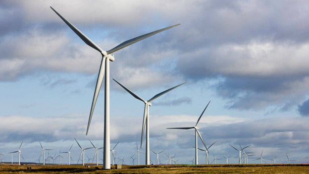 Wind turbines at Whitelee Windfarm on Eaglesham Moor.
