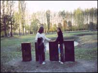 Louise Connor and Achea Khatun at Auschwitz