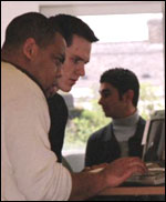 Couple studying outside