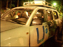 یک خودروی سازمان ملل که سال گذشته در هرات مورد حمله قرار گرفت