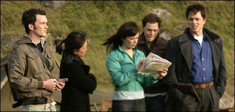 Gareth David-Lloyd (left) as Ianto Jones with Torchwood cast in the episode Countrycide