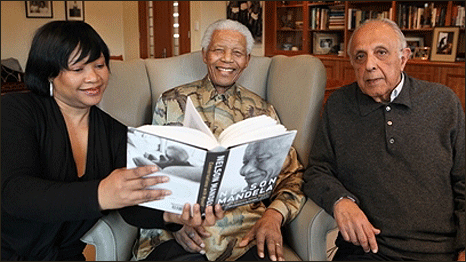 Ahmed Kathrada (on the right) pictured recently with Nelson Mandela 