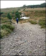 The pebble path leading to the fort