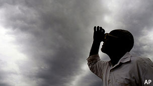 A man looking up into the sky