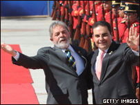 O presidente Luiz Inácio Lula da Silva e o presidente de El Salvador, Antonio Saca