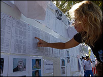 Turistka hledající na seznamech pohřešovaných