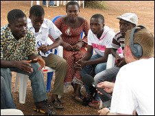 Students at Gagnoa Lycee Moderne Deux in Ivory Coast are being interviewed by the BBC