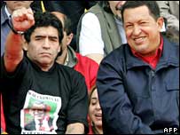 چاویز اور فٹ بال کھلاڑی مراڈونا نے امریکی پالیسی پر تنقید کی