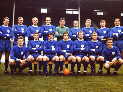 Leicester City team group L-R, BACK ROW Len Glover,Graham Cross, Frank Large, Mike Stringfellow, Peter Shilton, Peter Rodrigues, Alan Woollett, David Nish, Willie Bell. FRONT ROW: John Sjoberg, Jackie Sinclair, Bobby Svarc, Bobby Roberts, Alan Tewley, Dave Gibson, Ritchie Norman.