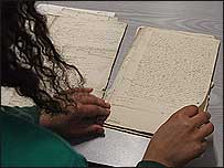 Louisa Parker reading a document