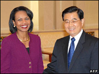 Condoleezza Rice e Hu Jintao