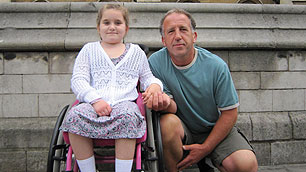 Wheelchair user Daisy and her father